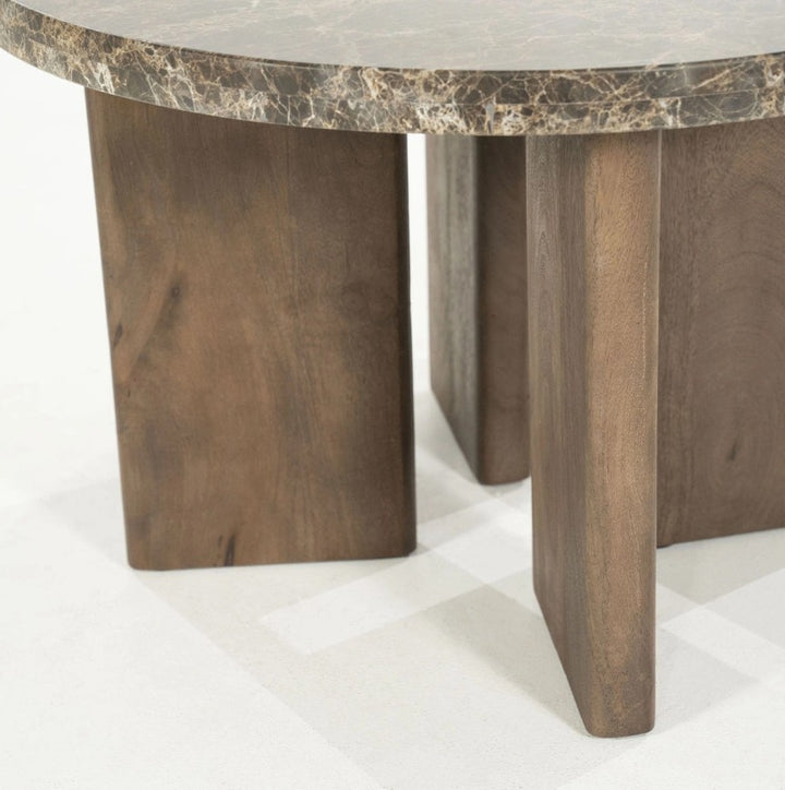 Salontafel Lando – mango & marmer bruin small