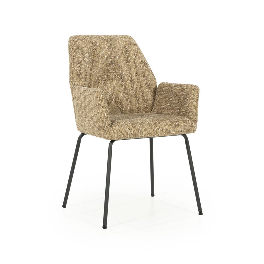 Stoel Indy – stof & metaal mosterd donna