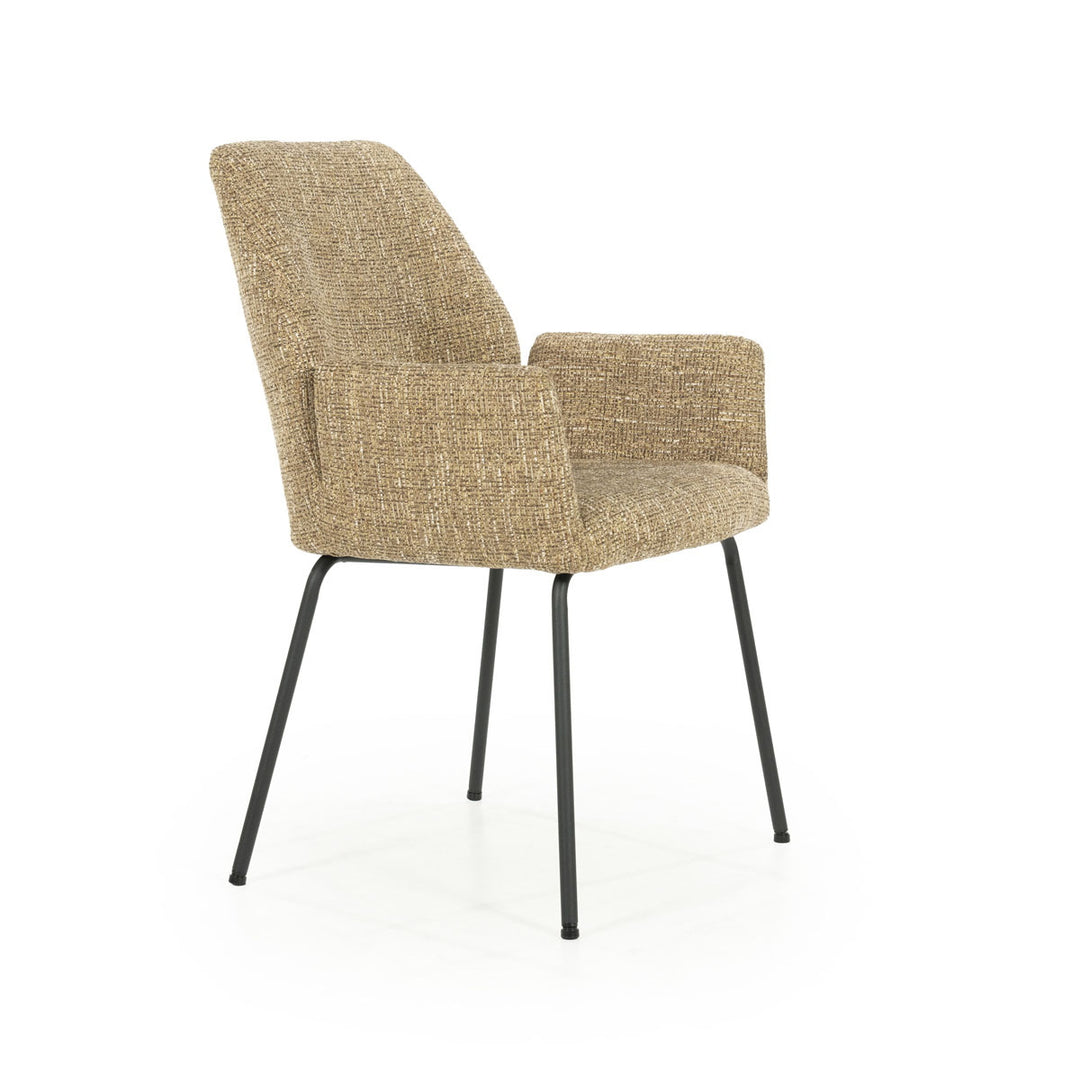 Stoel Indy – stof & metaal mosterd donna