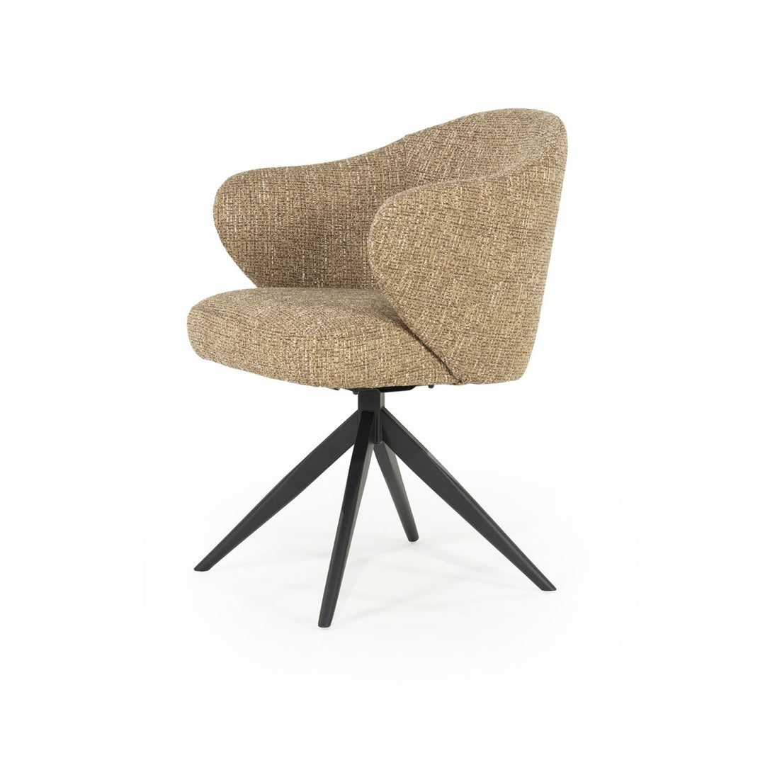 Stoel Connor – stof & metaal mosterd zwart donna