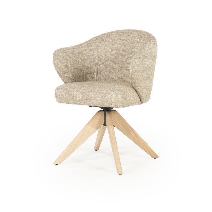 Stoel Connor – eiken & stof naturel taupe donna