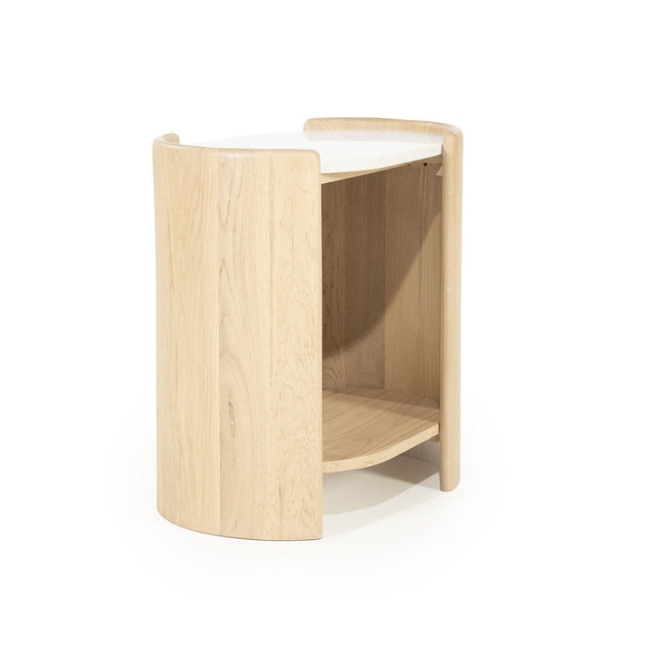 Bijzettafel Don – eiken & marmer naturel
