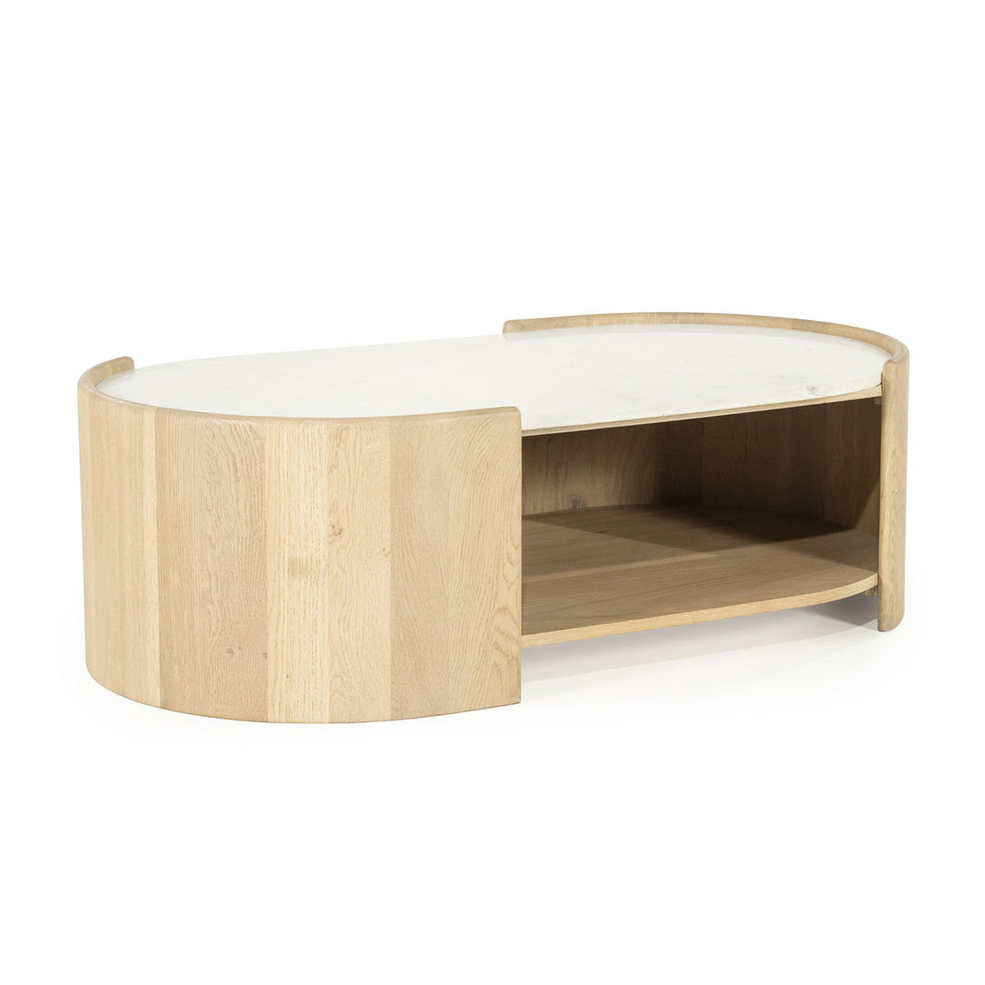Salontafel Don – eikenhout, eikenfineer & marmer naturel