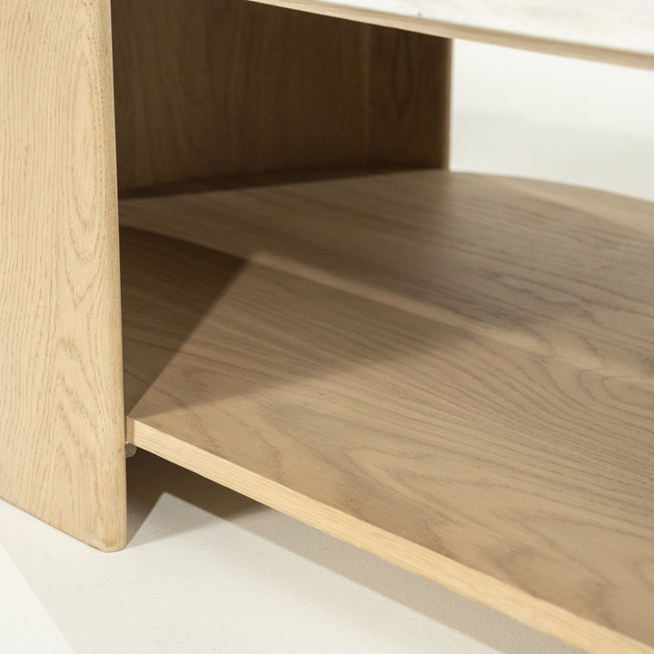 Salontafel Don – eikenhout, eikenfineer & marmer naturel