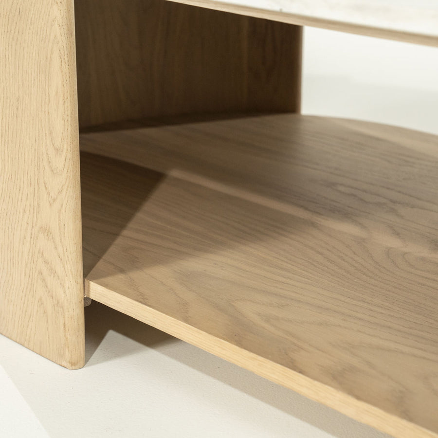 Salontafel Don – eikenhout, eikenfineer & marmer naturel