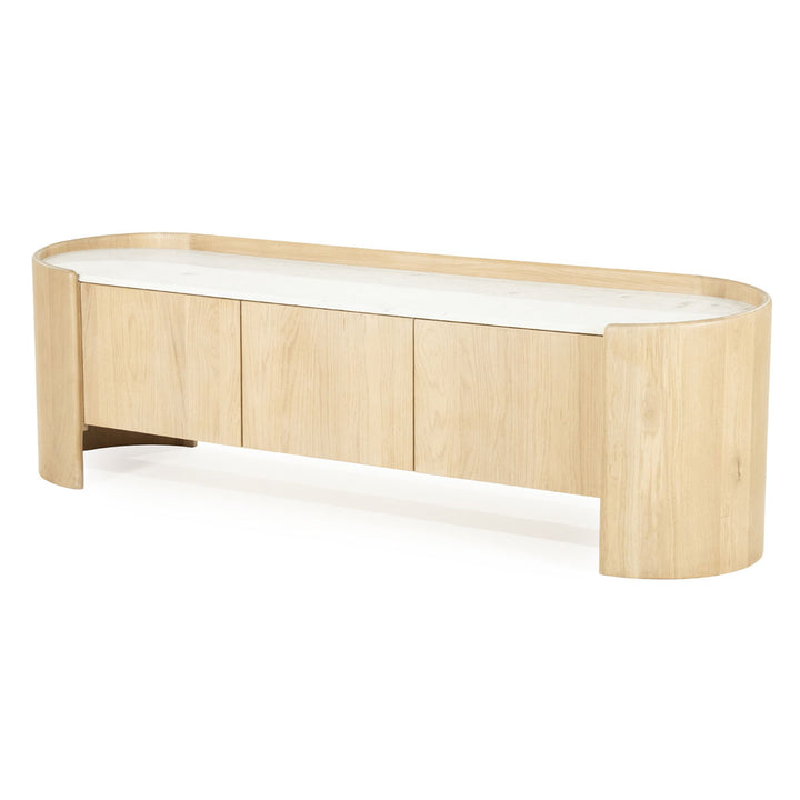 TV meubel Don – eikenhout, eikenfineer & marmer naturel 165cm