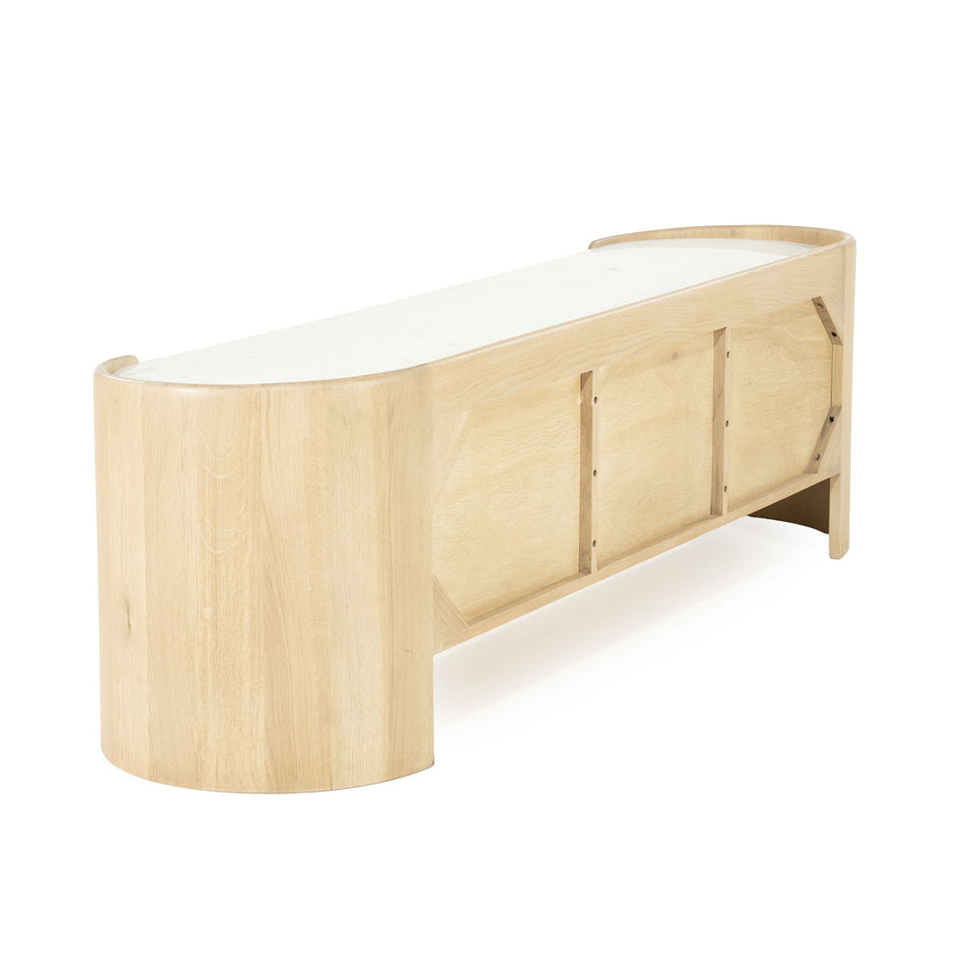 TV meubel Don – eikenhout, eikenfineer & marmer naturel 165cm