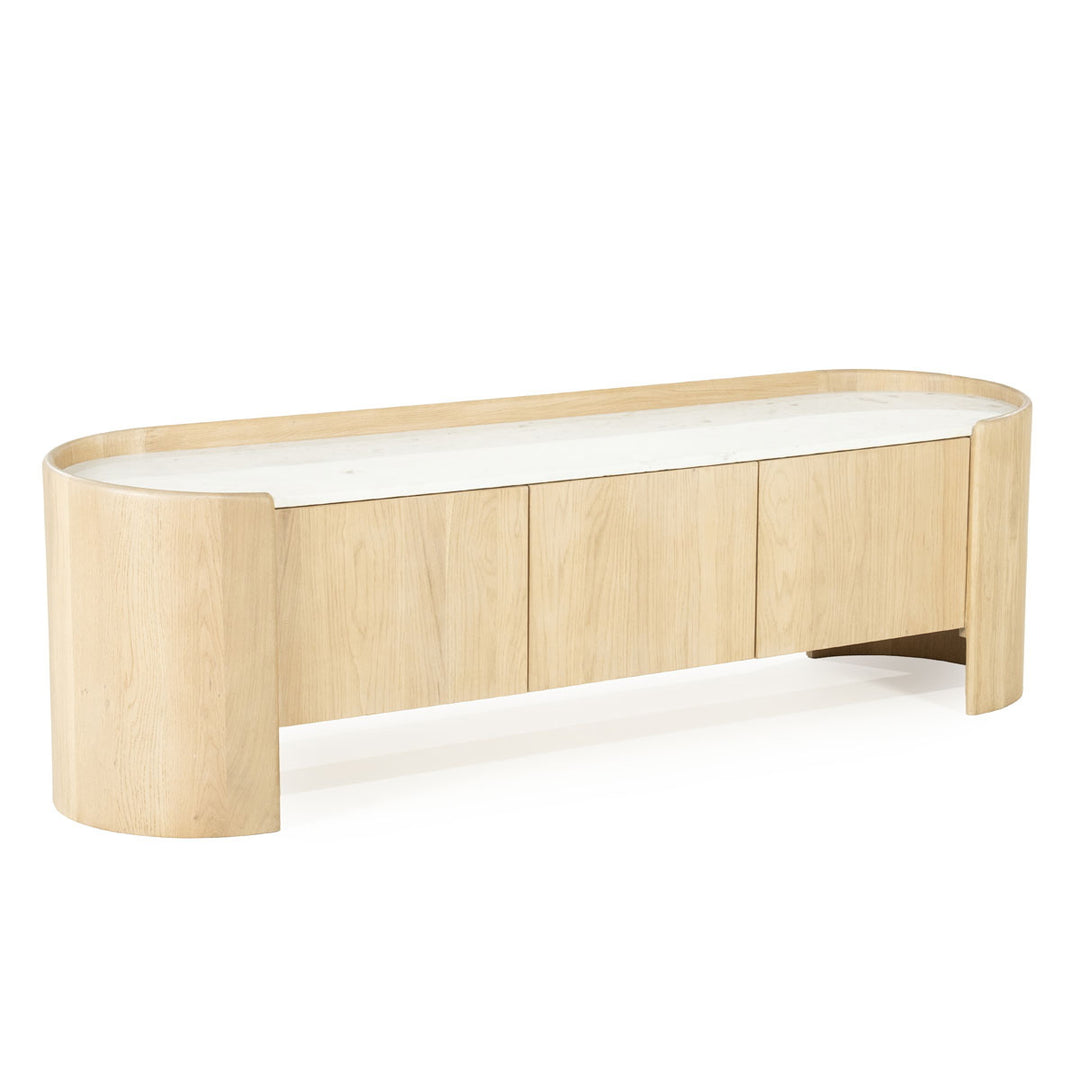 TV meubel Don – eikenhout, eikenfineer & marmer naturel 165cm