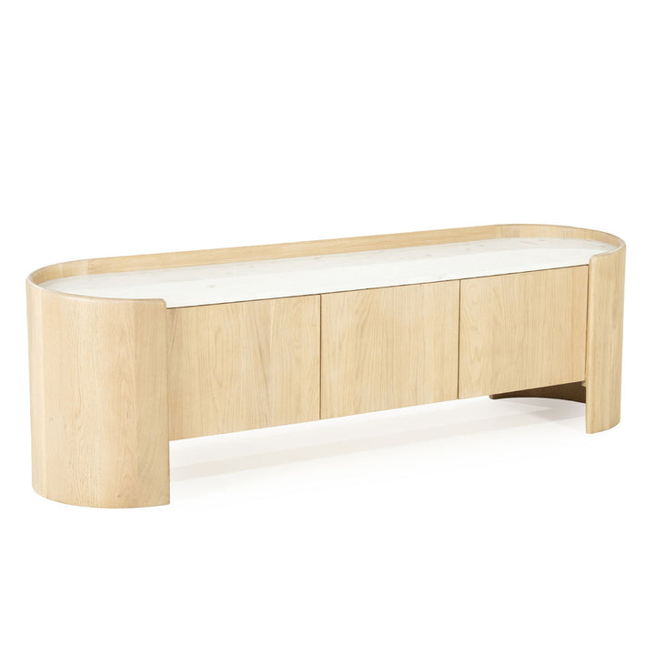 TV meubel Don – eikenhout, eikenfineer & marmer naturel 165cm