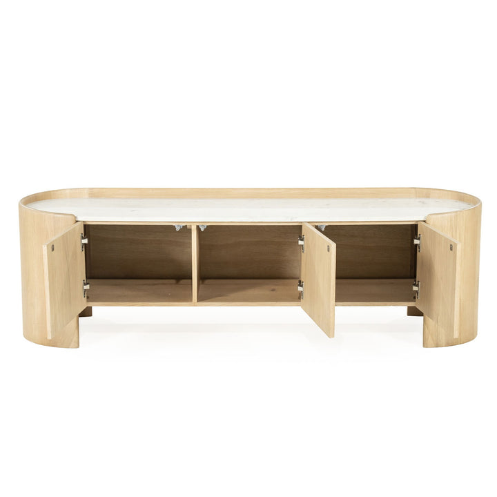 TV meubel Don – eikenhout, eikenfineer & marmer naturel 165cm