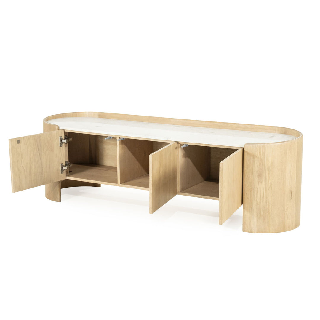 TV meubel Don – eikenhout, eikenfineer & marmer naturel 165cm