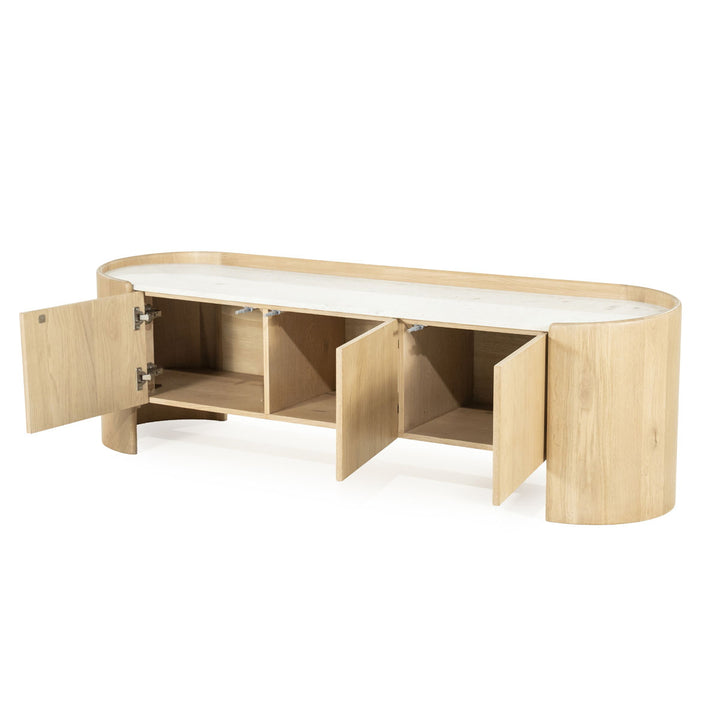TV meubel Don – eikenhout, eikenfineer & marmer naturel 165cm