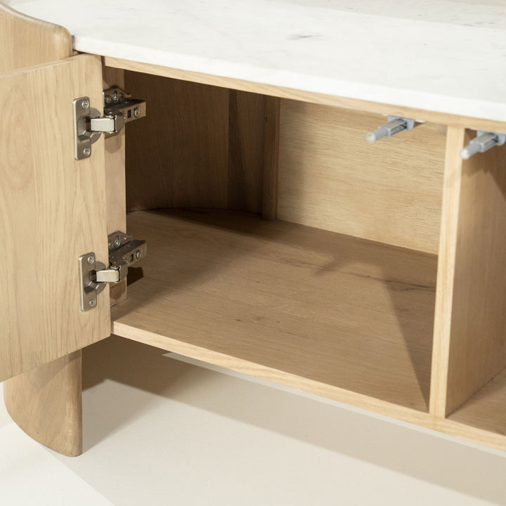 TV meubel Don – eikenhout, eikenfineer & marmer naturel 165cm