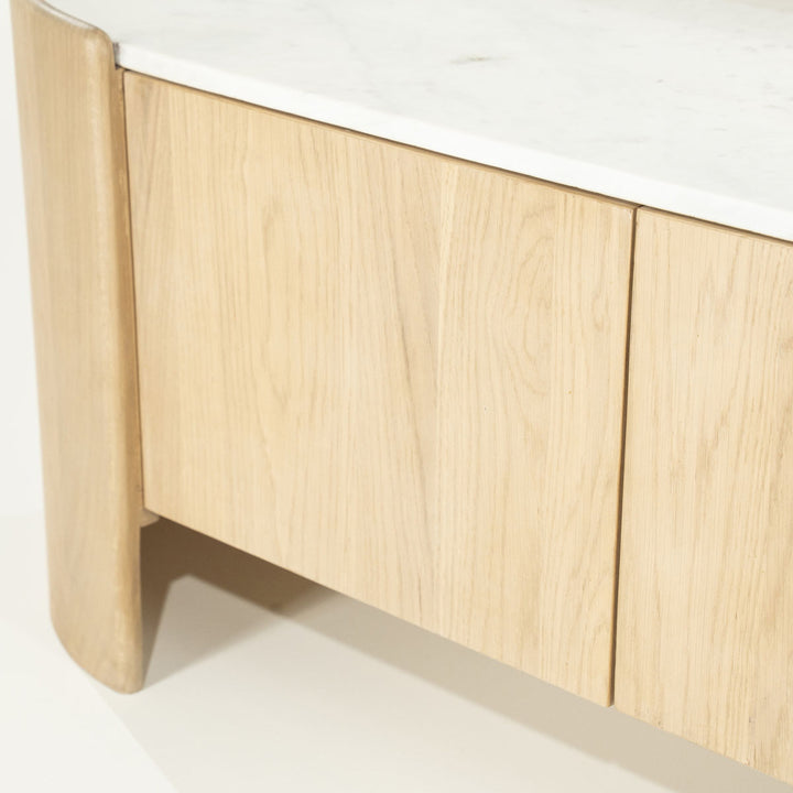TV meubel Don – eikenhout, eikenfineer & marmer naturel 165cm