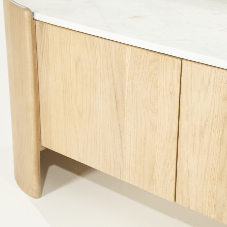 TV meubel Don – eikenhout, eikenfineer & marmer naturel 165cm