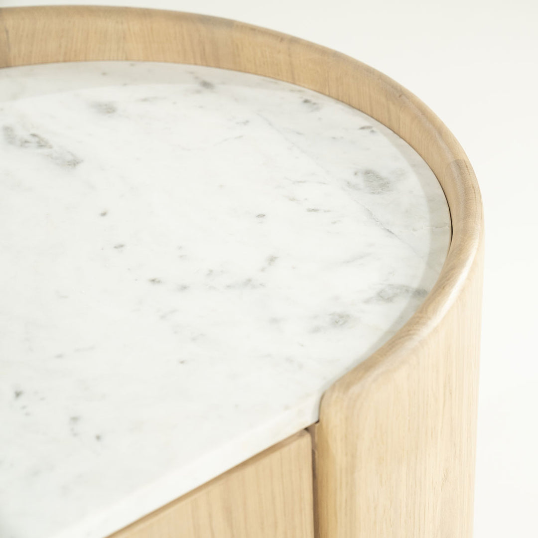 TV meubel Don – eikenhout, eikenfineer & marmer naturel 165cm