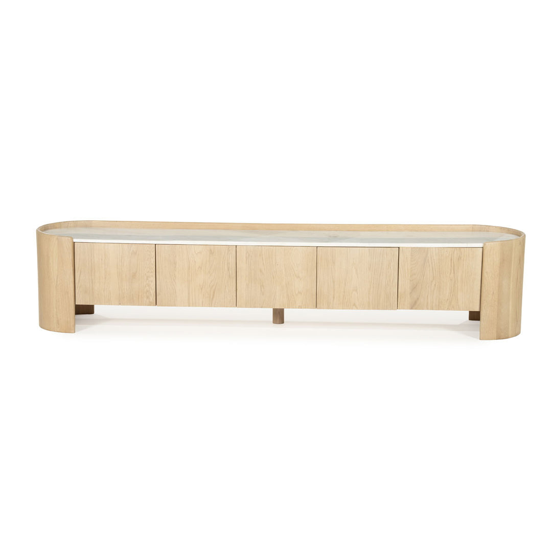 TV meubel Don – eikenhout, eikenfineer & marmer naturel 240cm