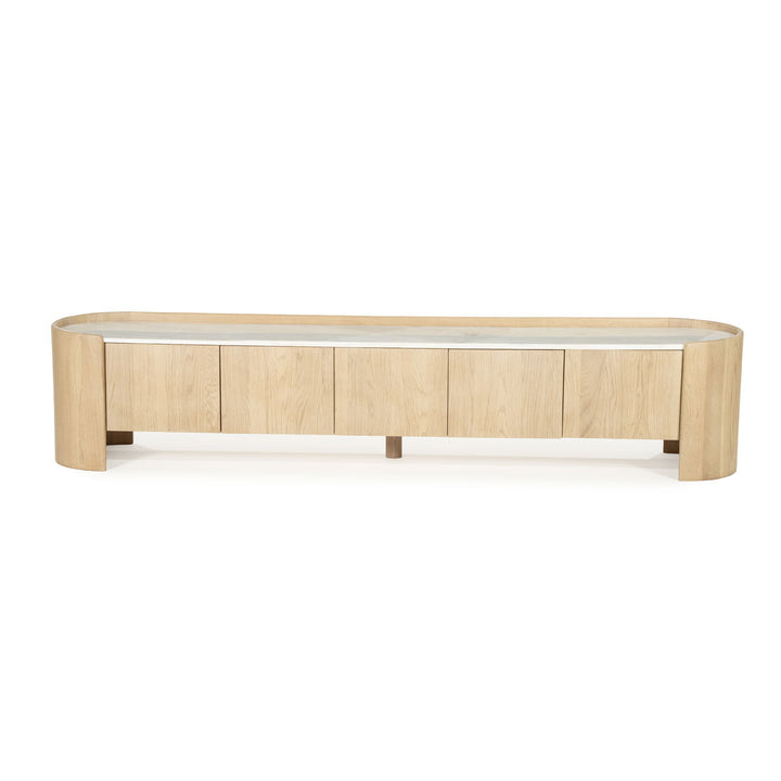 TV meubel Don – eikenhout, eikenfineer & marmer naturel 240cm