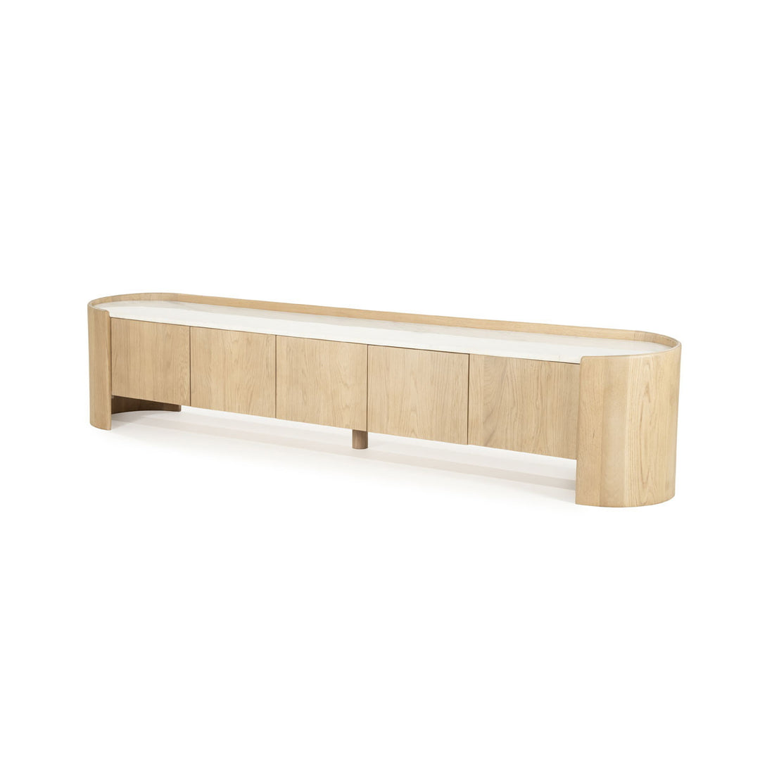 TV meubel Don – eikenhout, eikenfineer & marmer naturel 240cm