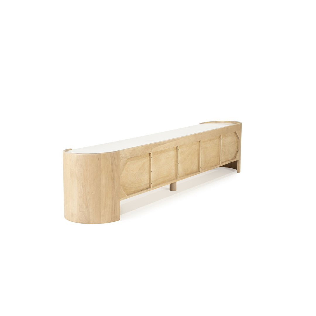 TV meubel Don – eikenhout, eikenfineer & marmer naturel 240cm