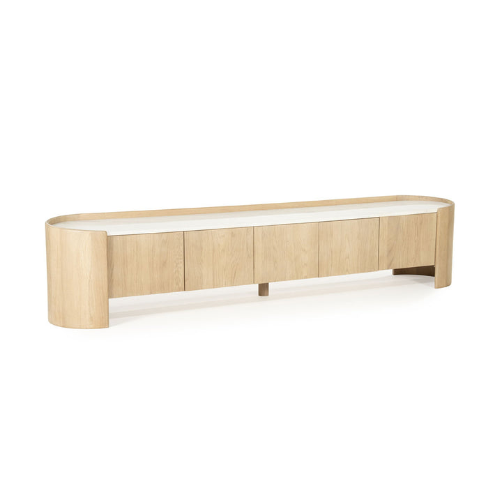 TV meubel Don – eikenhout, eikenfineer & marmer naturel 240cm