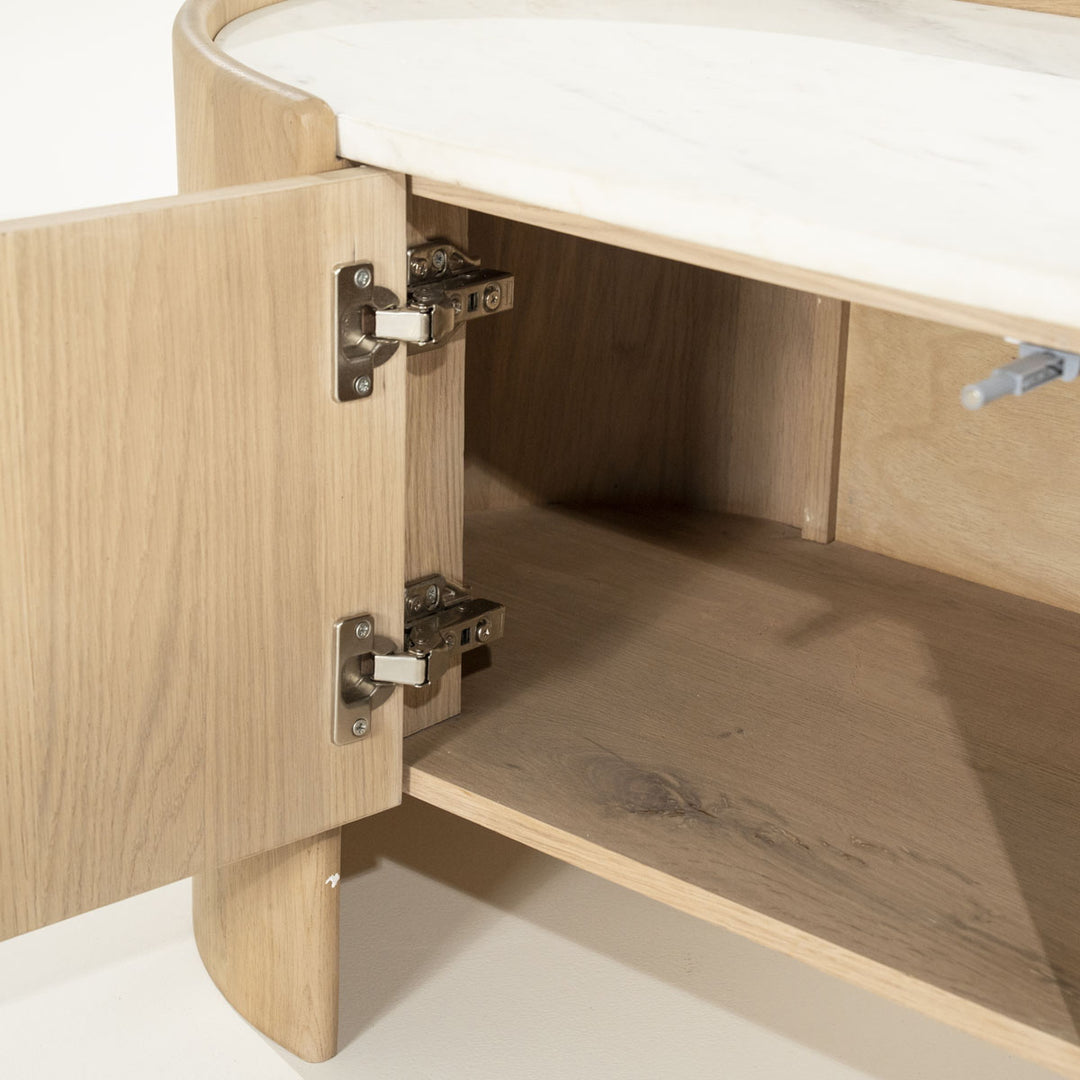 TV meubel Don – eikenhout, eikenfineer & marmer naturel 240cm