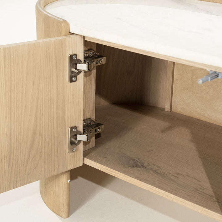 TV meubel Don – eikenhout, eikenfineer & marmer naturel 240cm