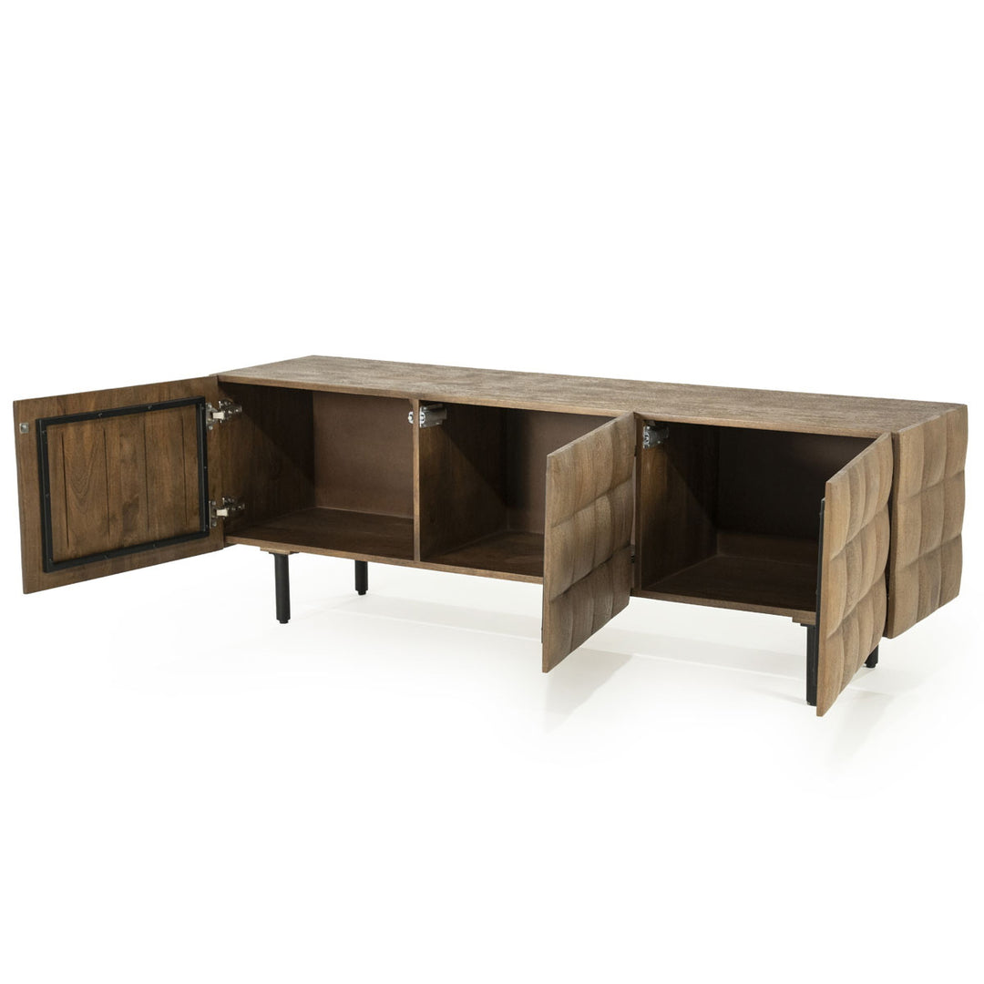 TV meubel Felix – mangohout & ijzer bruin 160cm