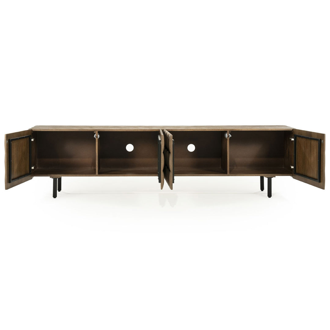 TV meubel Felix – mangohout & ijzer bruin 214cm