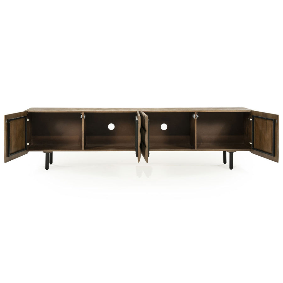 TV meubel Felix – mangohout & ijzer bruin 214cm