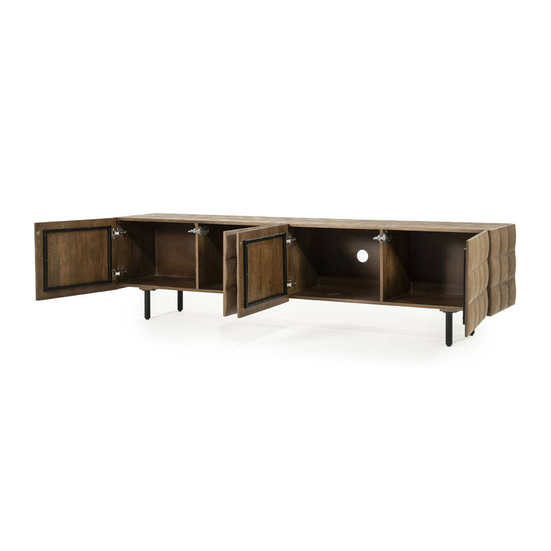TV meubel Felix – mangohout & ijzer bruin 214cm