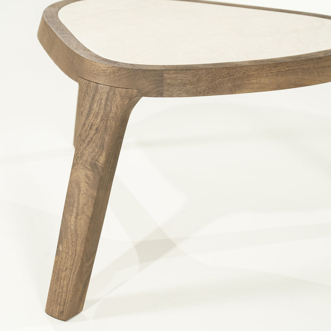 Salontafel Fred – mangohout & marmer bruin small