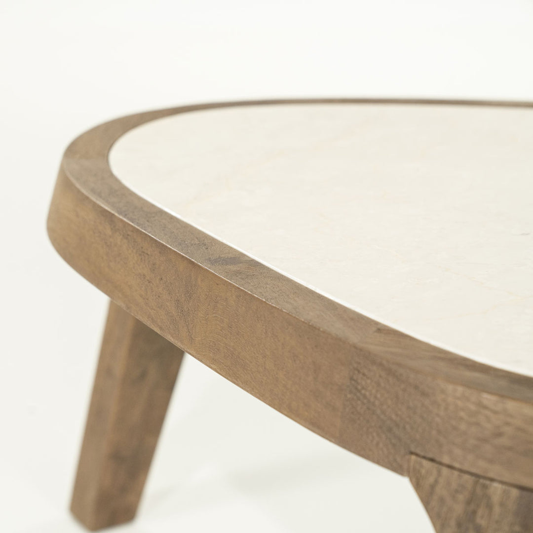Salontafel Fred – mangohout & marmer bruin small