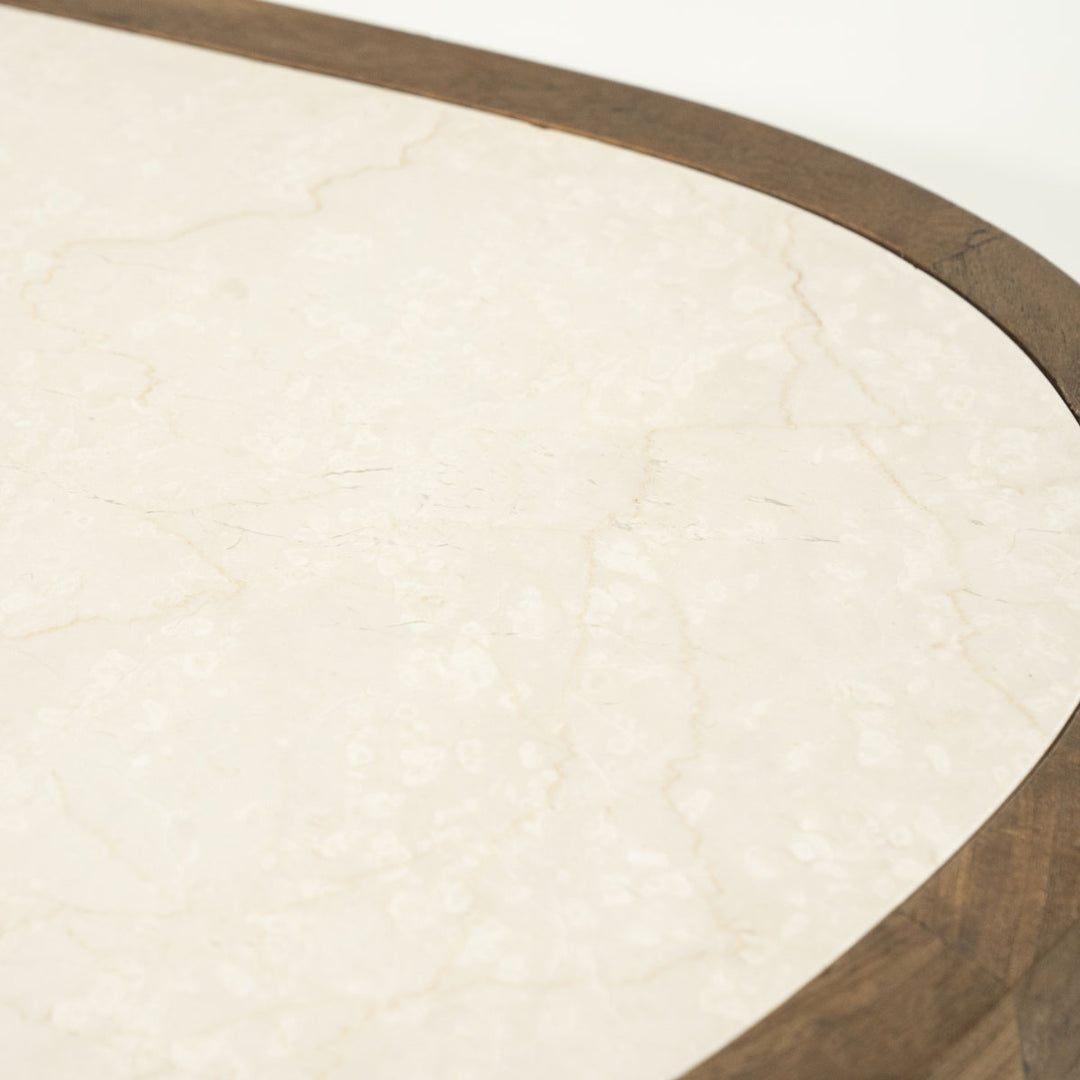 Salontafel Fred – mangohout & marmer bruin small