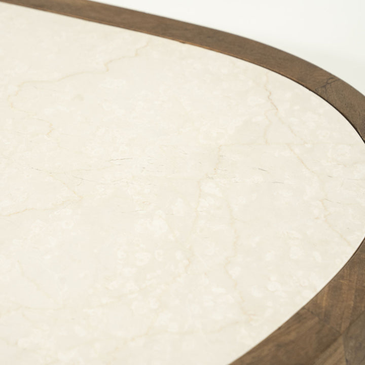 Salontafel Fred – mangohout & marmer bruin small