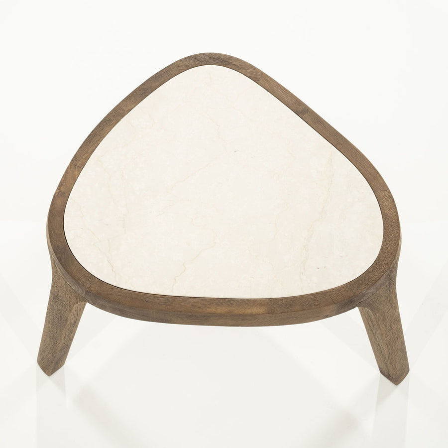 Salontafel Fred – mangohout & marmer bruin small