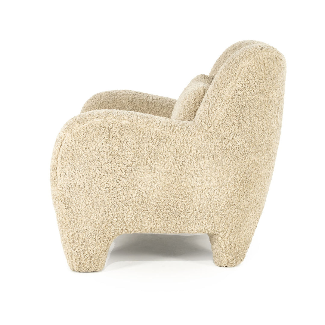 Fauteuil Shaun – stof & hout taupe sheep