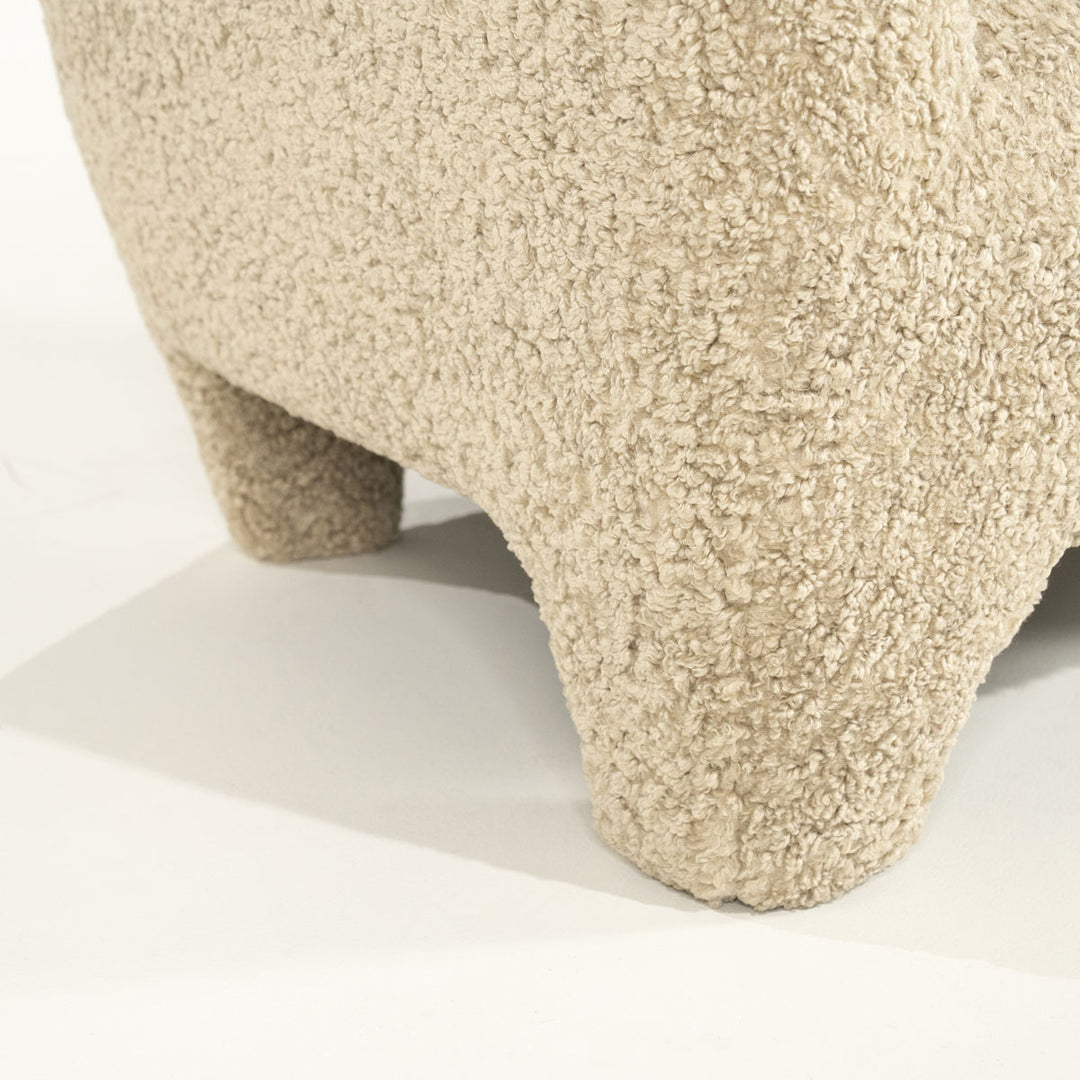 Fauteuil Shaun – stof & hout taupe sheep