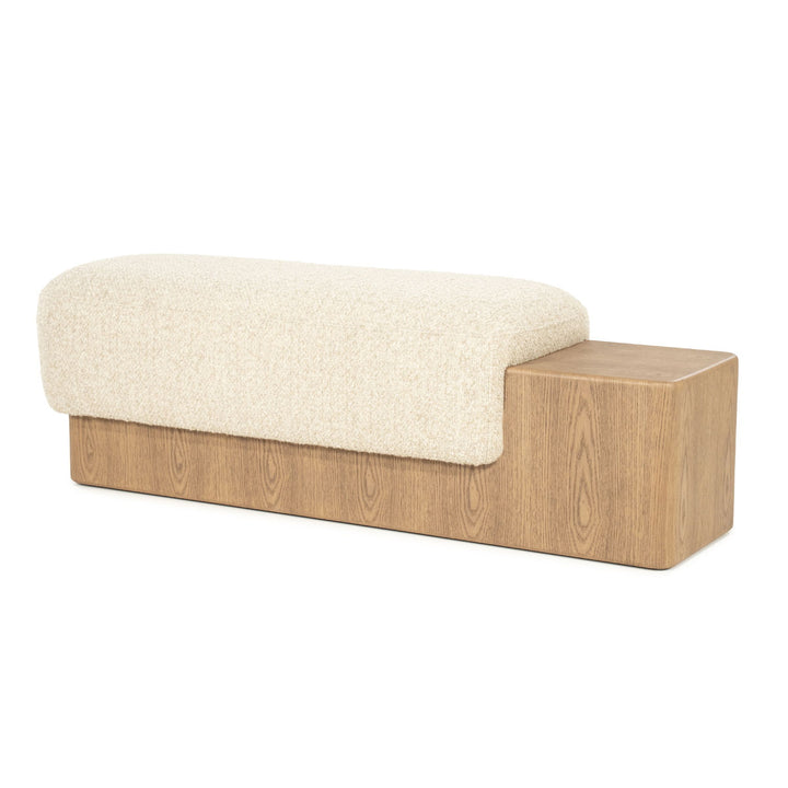Bankje George – stof & hout beige flou