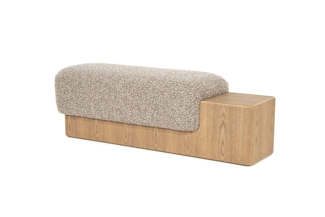 Bankje George – stof & hout taupe flou