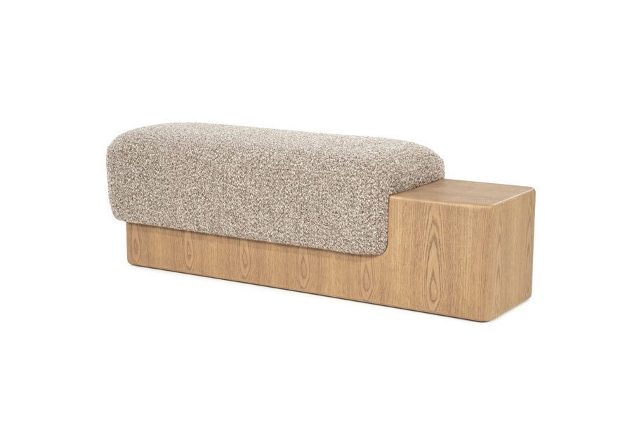 Bankje George – stof & hout taupe flou