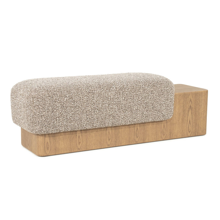 Bankje George – stof & hout taupe flou