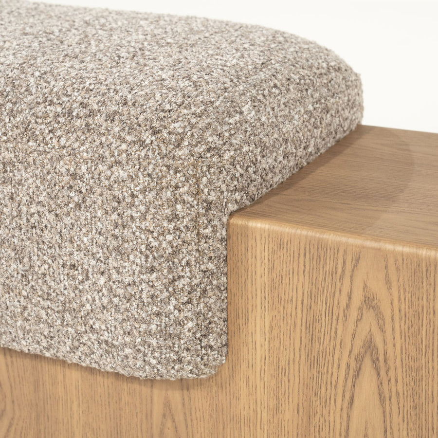 Bankje George – stof & hout taupe flou