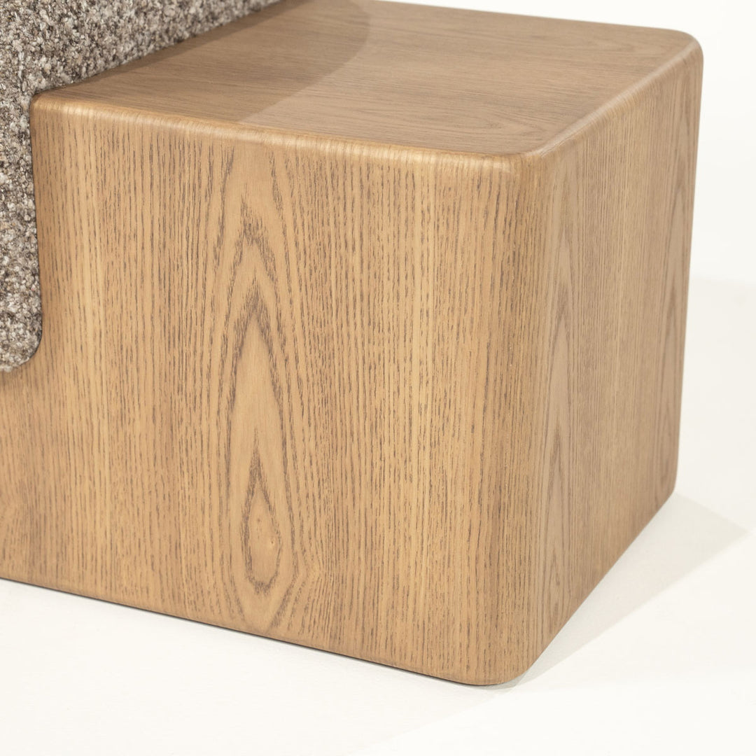 Bankje George – stof & hout taupe flou