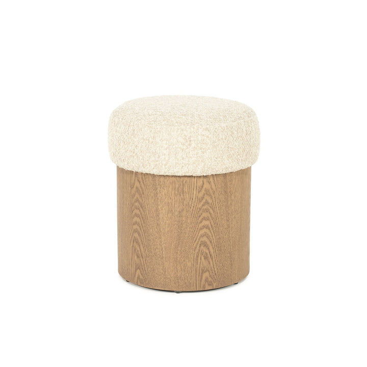 Poef George – stof & hout beige flou