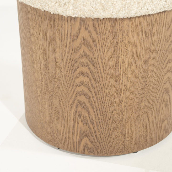 Poef George – stof & hout beige flou