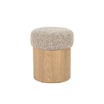 Poef George – stof & hout taupe flou