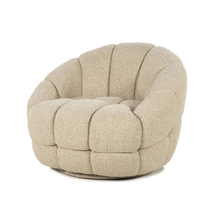 Fauteuil Tina – stof & hout beige flou