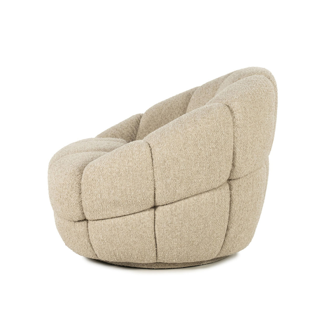 Fauteuil Tina – stof & hout beige flou
