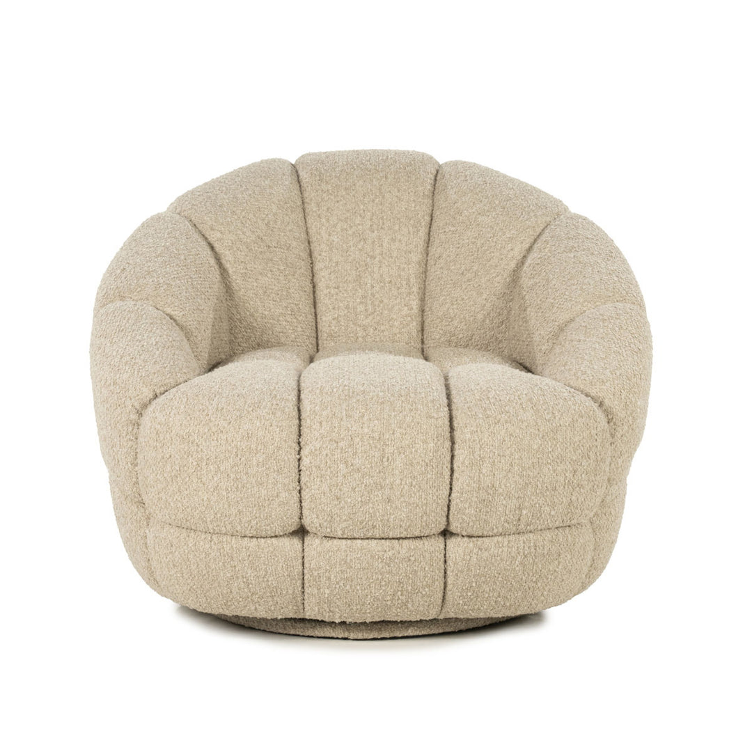 Fauteuil Tina – stof & hout beige flou